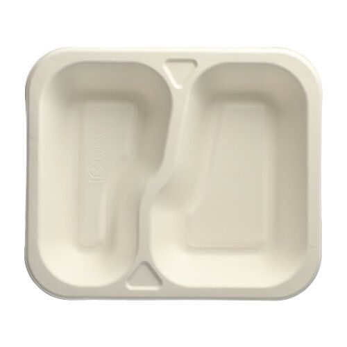 Siegelschalen aus Zuckerrohr, 2-geteilt, 1000 ml, 21,2 x 25 cm, weiß, VPE= 600 Stück (6x 100)