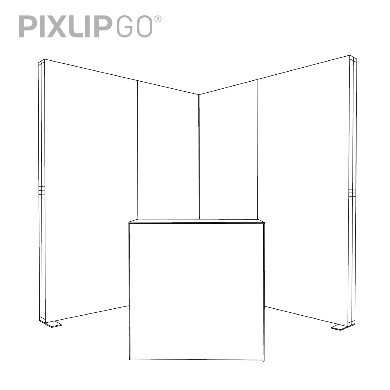 PIXLIP GO Eck Messestand 2x2m - inkl. LED Counter L White