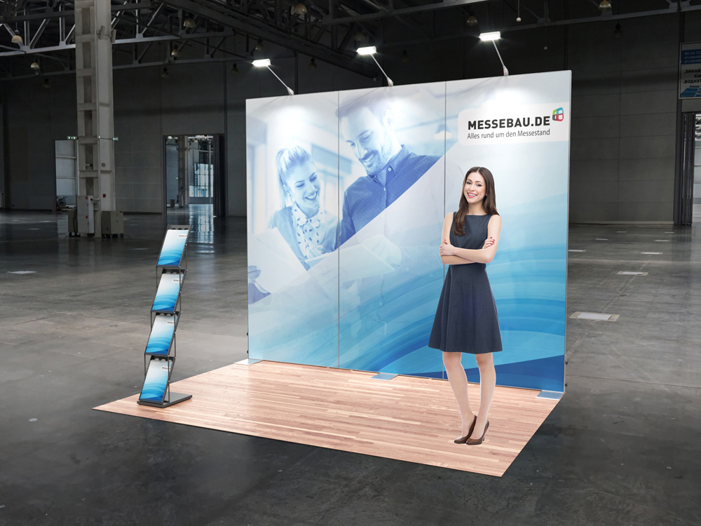 Octawall Messestand - 3m Wandelement mit Stoffdruck freistehend