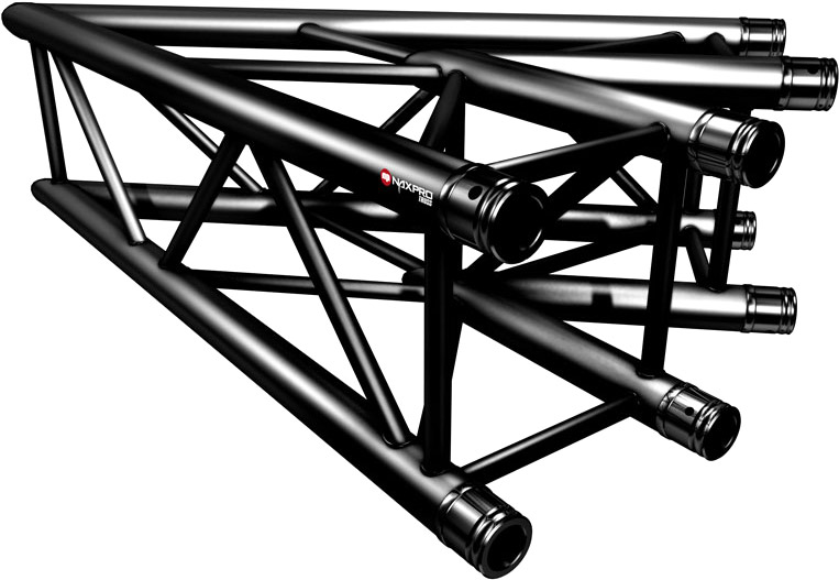 Naxpro-Truss FD 34 C19 45° 2 Weg Winkel RAL9005 - Schwarz - Seidenmatt
