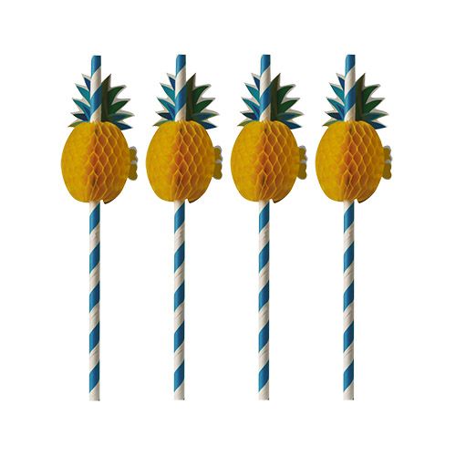 Papierstrohhalme Ø 6 mm x 20 cm "Pineapple", VPE= 500 Stück (10x 50)