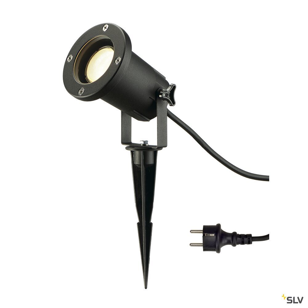 BIG NAUTILUS, Outdoor Spiessleuchte, QPAR51, IP65, schwarz, max. 11W, inkl. 1,5m Kabel mit Stecker