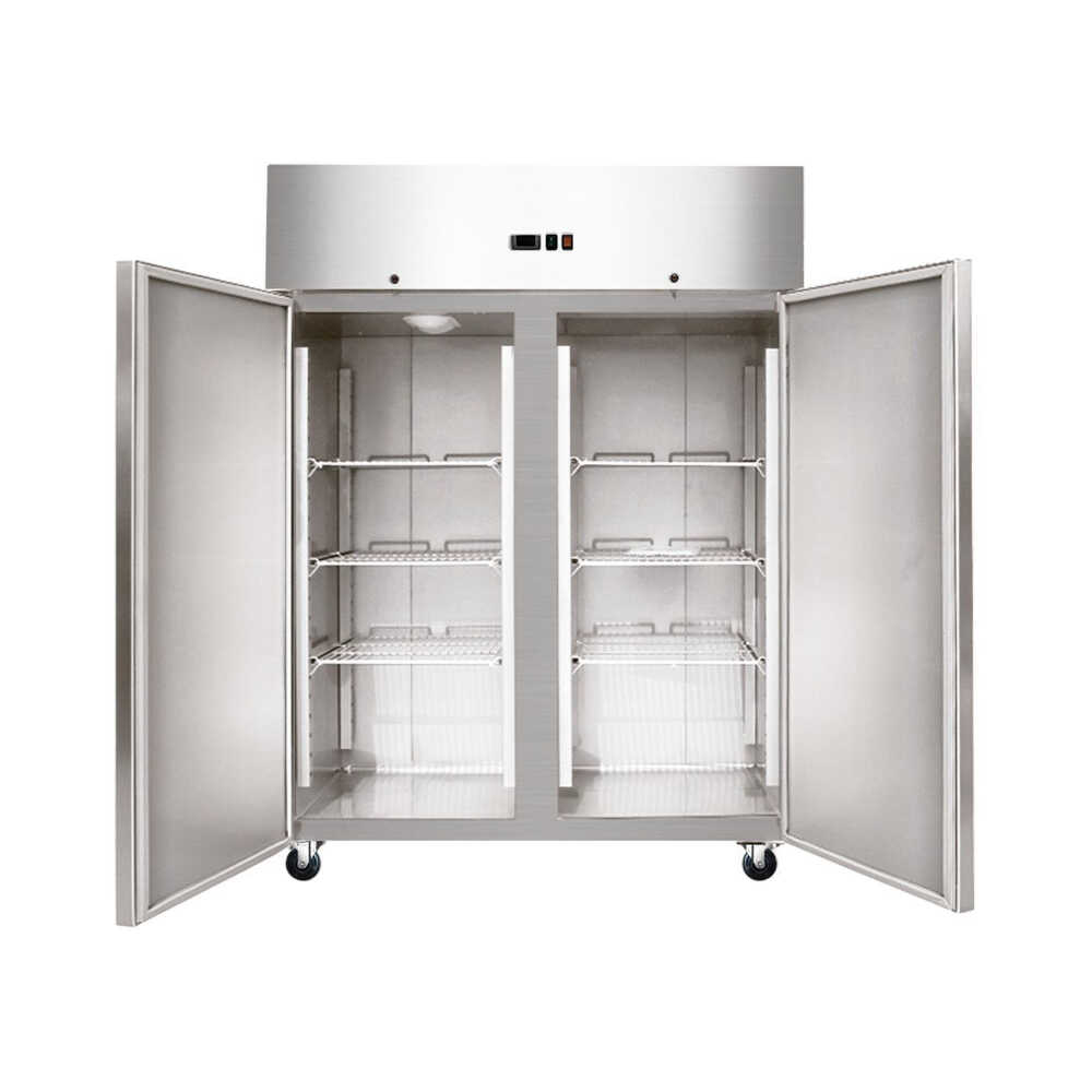 Skyrainbow Edelstahl Kühlschrank 1410TN, GN2/1, Umluftkühlung, 1480 x 830 x 2010mm