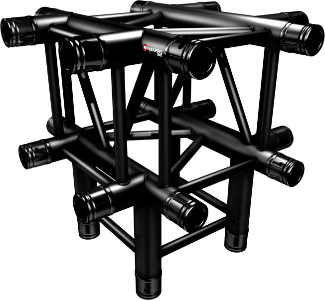 Naxpro-Truss FD 34 C55 90° 5 Weg Winkel RAL9005 - Schwarz - Seidenmatt