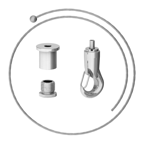 Abhängeset mit Haken-Gripper, Drahtseil ø1,5mm, L = 1500mm