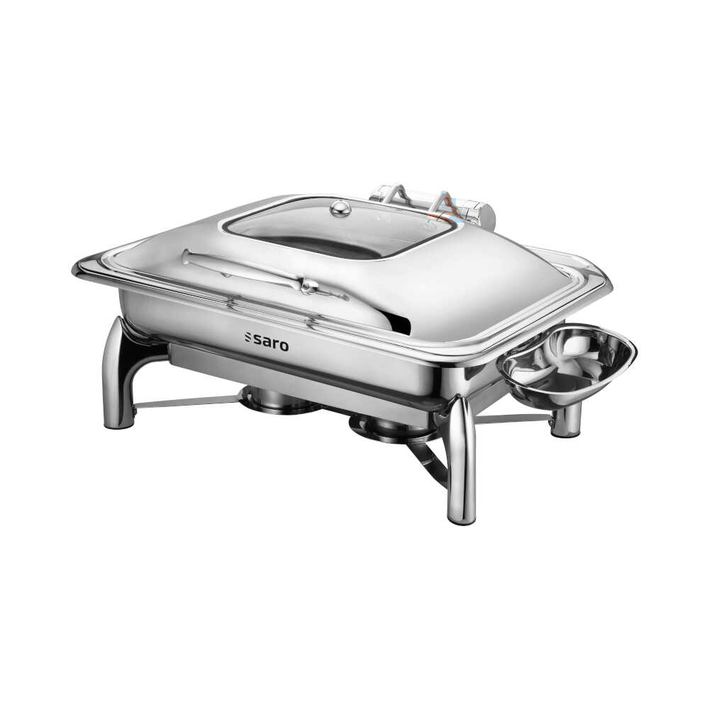 Saro Induktion Chafing Dish 1/1GN – 65mm, selbstschließener Deckel, Edelstahl, 580 x 440 x 300 mm