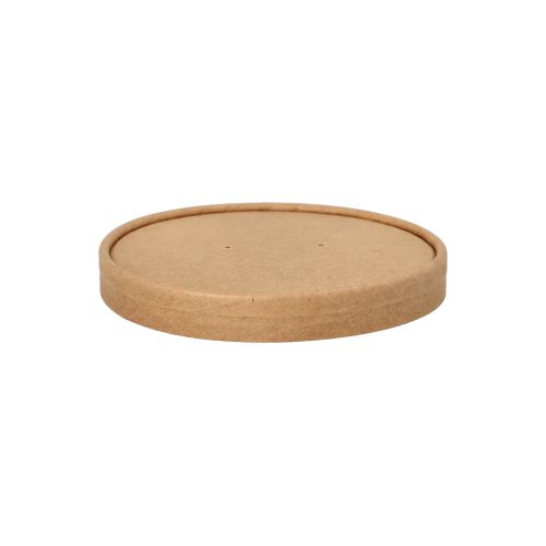 Deckel für Bio-Suppenbecher To Go, Pappe rund Ø 11,5 cm braun, VPE= 500 Stück (20x 25)
