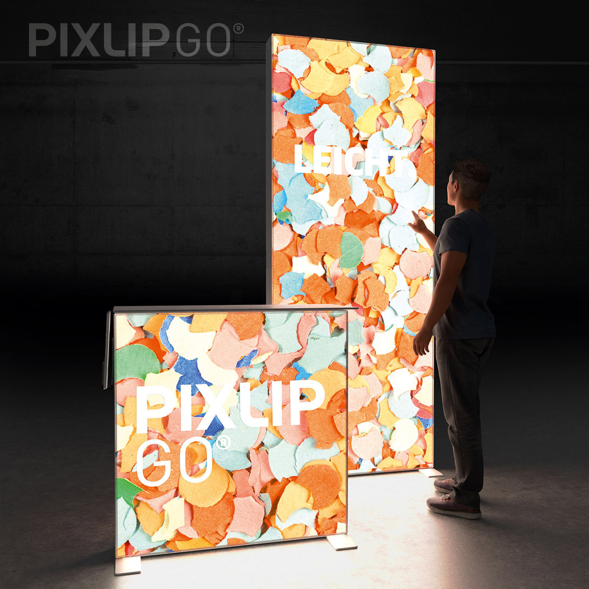 PIXLIP GO Kopf Messestand 1m - inkl. LED Counter S Black