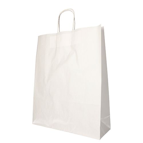 Papiertüten 40 x 32 x 12 cm weiß mit gedrehtem Tragegriff, VPE= 250 Stück (10x 25)
