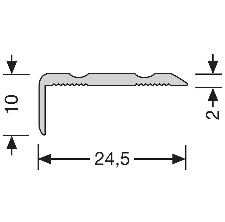 Winkelprofil 24,5x10mm, gebohrt, Länge 250cm