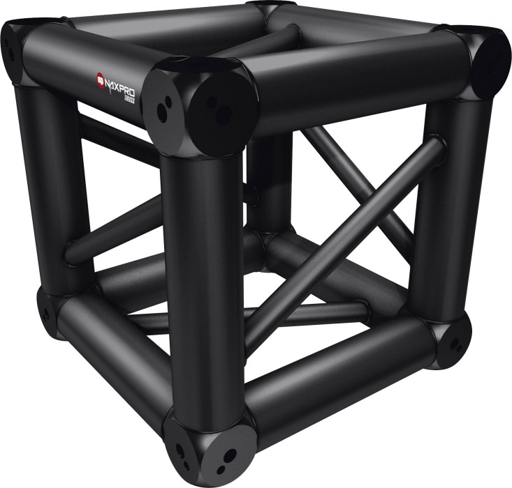 Naxpro-Truss FD 34 Boxcorner m. 8 Halbverb.M12 RAL9005-Schwarz-Seidenmatt