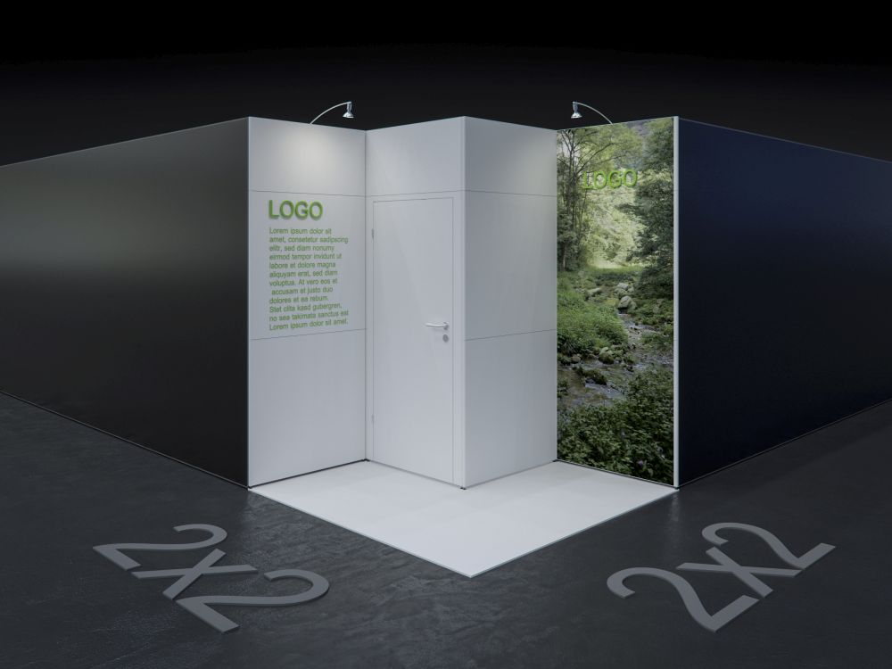 MBA SCENARIO® Displaysystem 2x2m Eckstand mit Kabine links