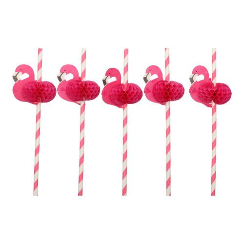 Papierstrohhalme Ø 6 mm x 20 cm pink "Flamingo", VPE= 500 Stück (10x 50)