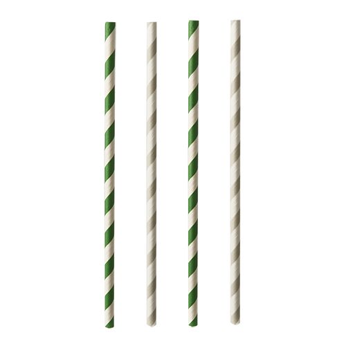 Papierstrohhalme Ø 6 mm x 20 cm farbig sortiert "Stripes", VPE= 500 Stück (20x 25)