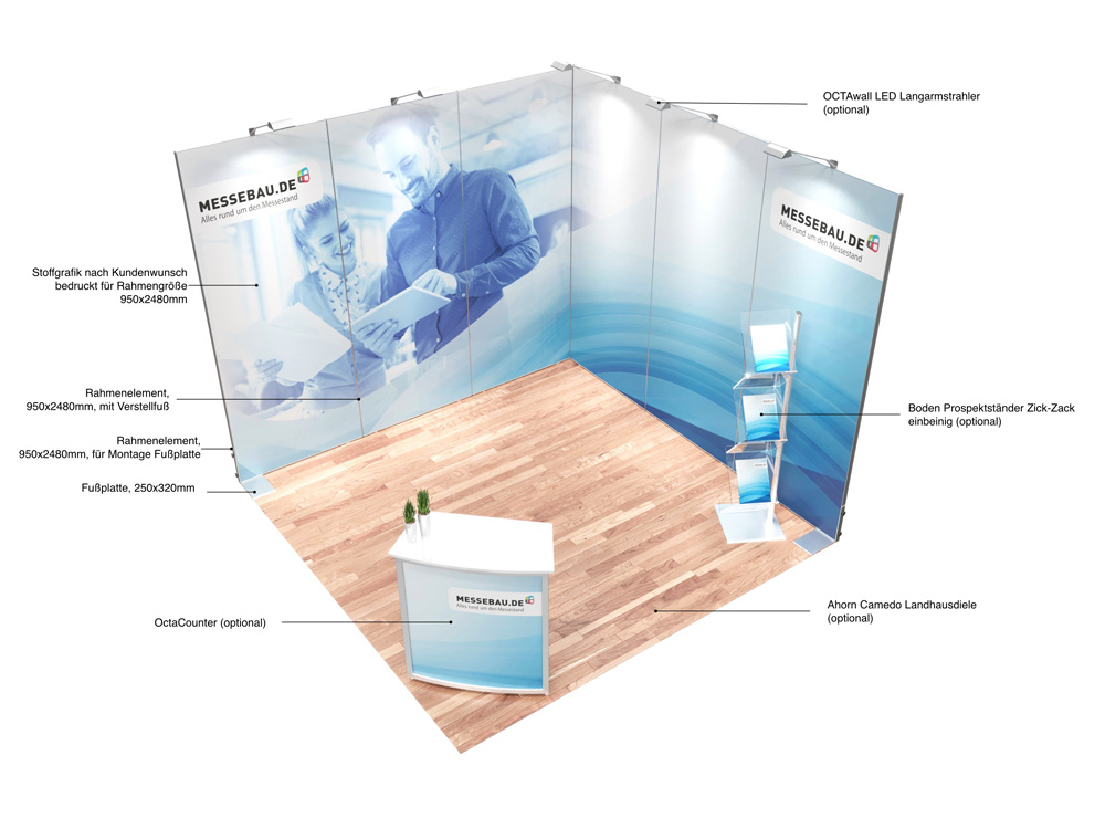 Octawall Messestand 3x3m Eckstand