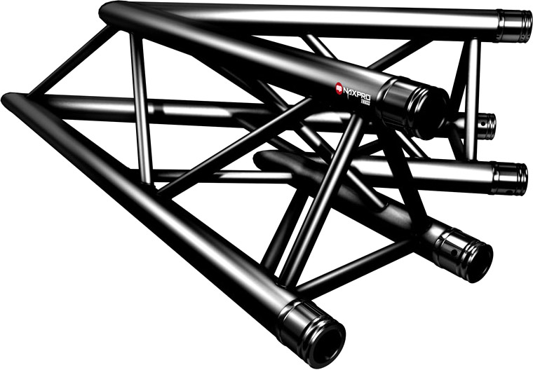 Naxpro-Truss FD 33 C19 45° 2 Weg Winkel RAL9005 - Schwarz - Seidenmatt