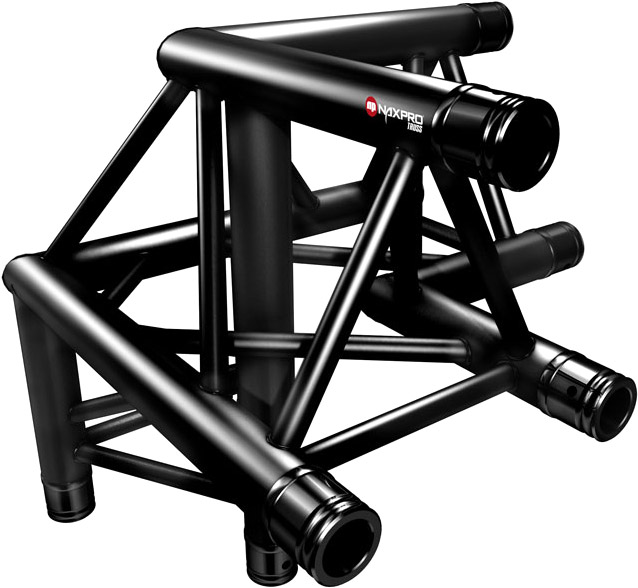Naxpro-Truss FD 33 C31 90° 3 Weg Winkel RAL9005 - Schwarz - Seidenmatt