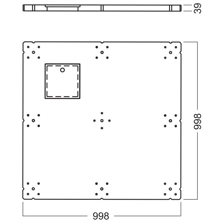 OctaClassic Floor Sandwichplatte 998x998mm mit Aussparung, schwer entflammbar