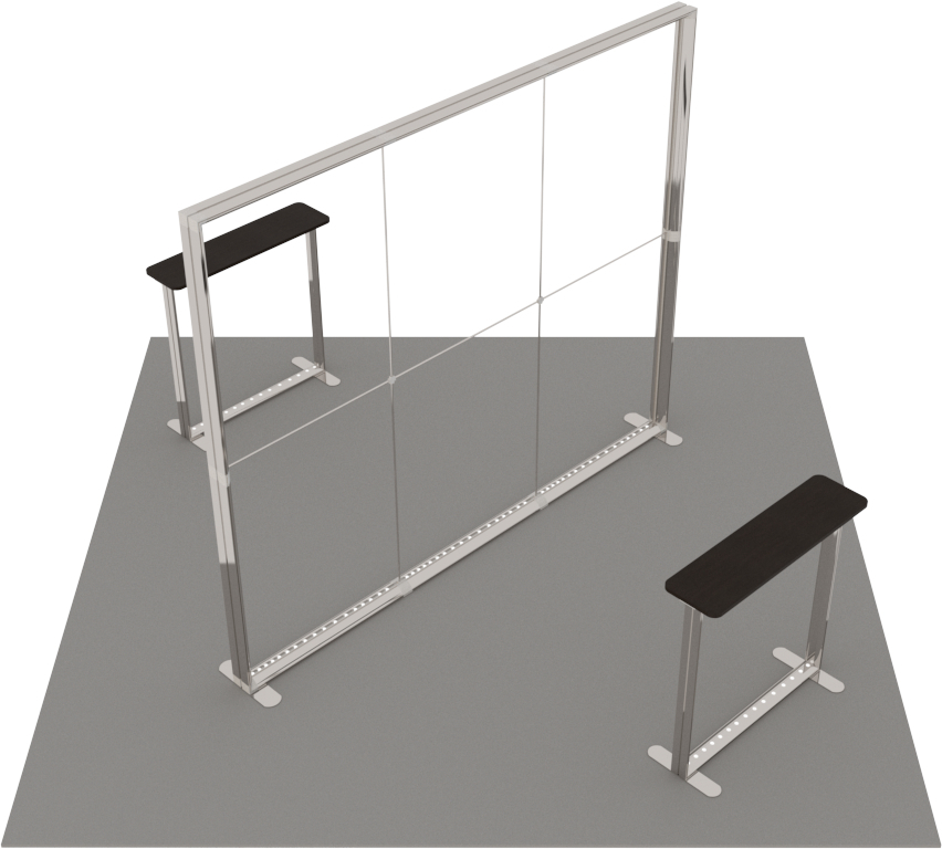 PMP Inselstand 4 x 4 m mit LED-Counter und Rolltaschen