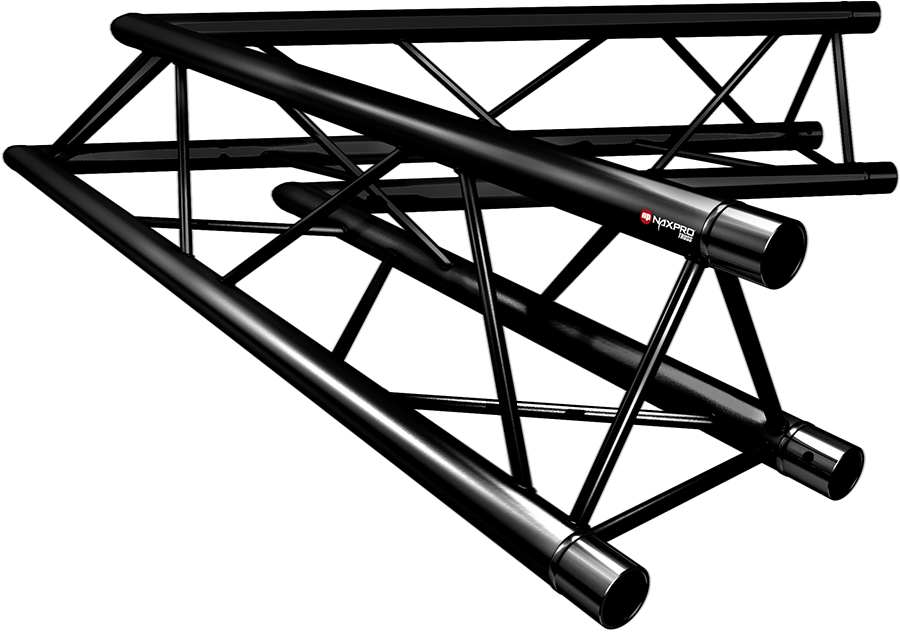 Naxpro-Truss FD 23 C20 60° 2 Weg Winkel RAL9005 - Schwarz - Seidenmatt