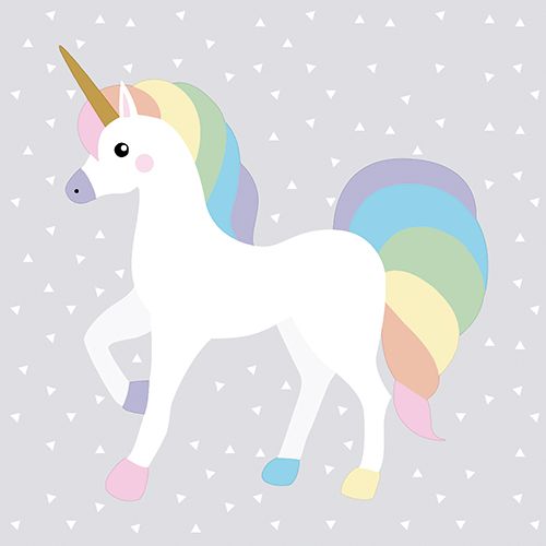 Einhorn-Servietten, 3-lagig 1/4-Falz 33 x 33 cm "Unicorn", VPE= 200 Stück (10x20)
