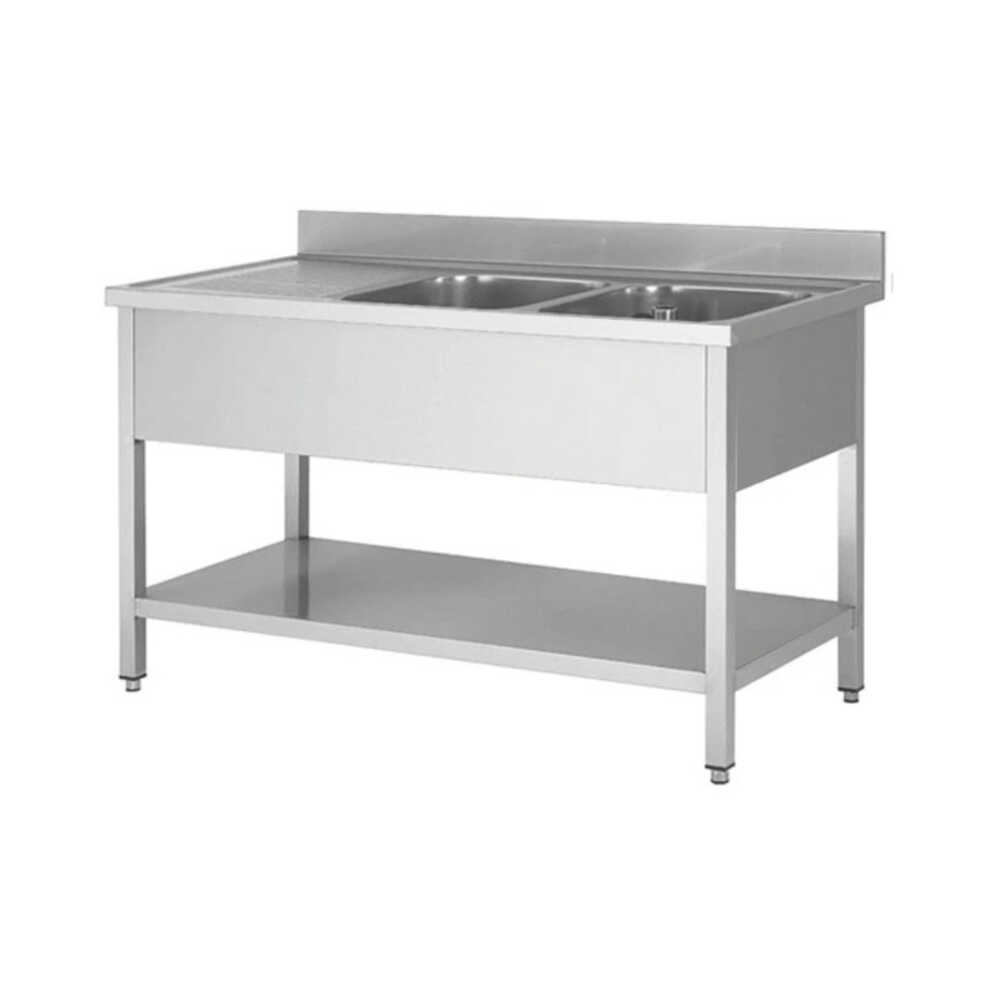Skyrainbow Edelstahl Spültisch ECO, 2 Becken links oder rechts, 700 mm Bautiefe
