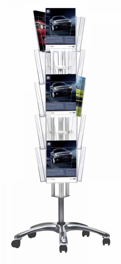 Boden Prospektständer Multiside 3-seitig, drehbar, inkl. 15 Prospekttaschen