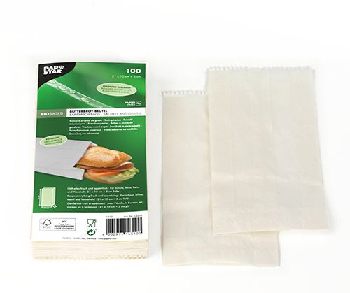 Butterbrotbeutel 21 x 10 x 3 cm weiß , fettdicht, VPE= 3000 Stück (30x 100)