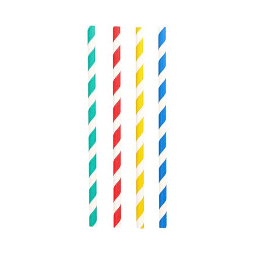 Papierstrohhalme Ø 8 mm x 21 cm farbig "Stripes", VPE= 1000 Stück (10x 100)
