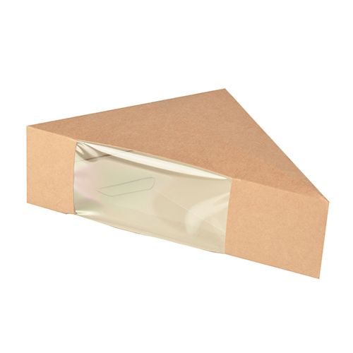 Bio-Sandwichboxen, Pappe mit Sichtfenster aus PLA 12,3 x 12,3 x 5,2 cm braun, VPE= 500 Stück (10x 50)
