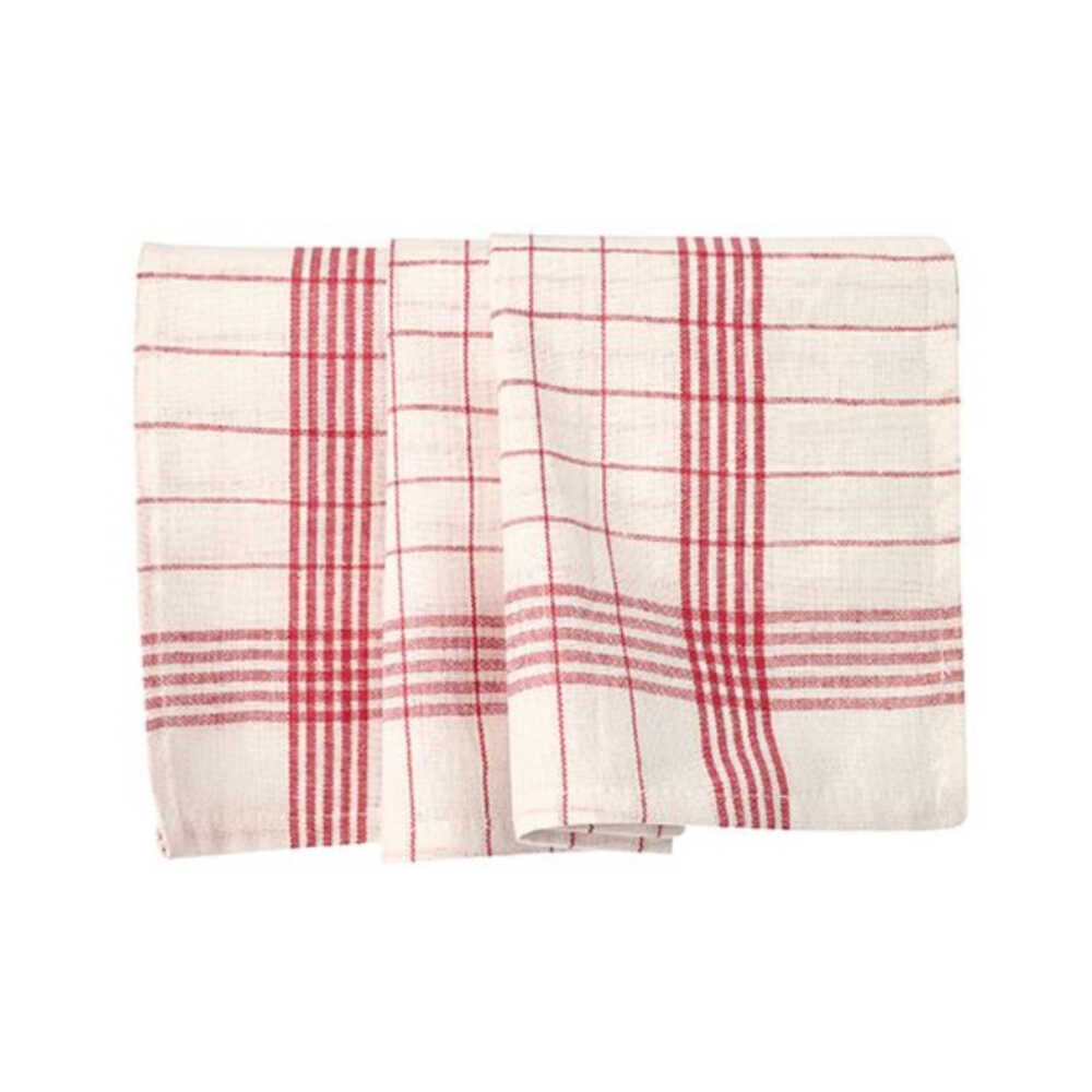 Geschirrtücher 70 x 50 cm weiß/rot "Halbleinen", 1 VPE = 100 Stück (10x 10)