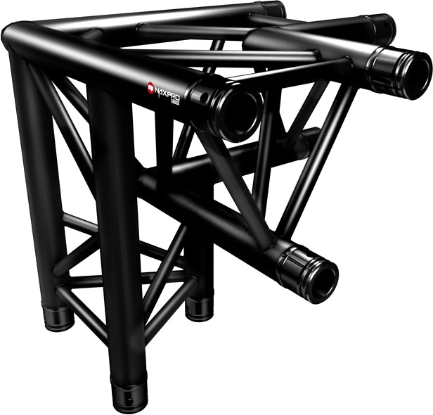 Naxpro-Truss FD 33 C34 90° 3 Weg Winkel RAL9005 - Schwarz - Seidenmatt