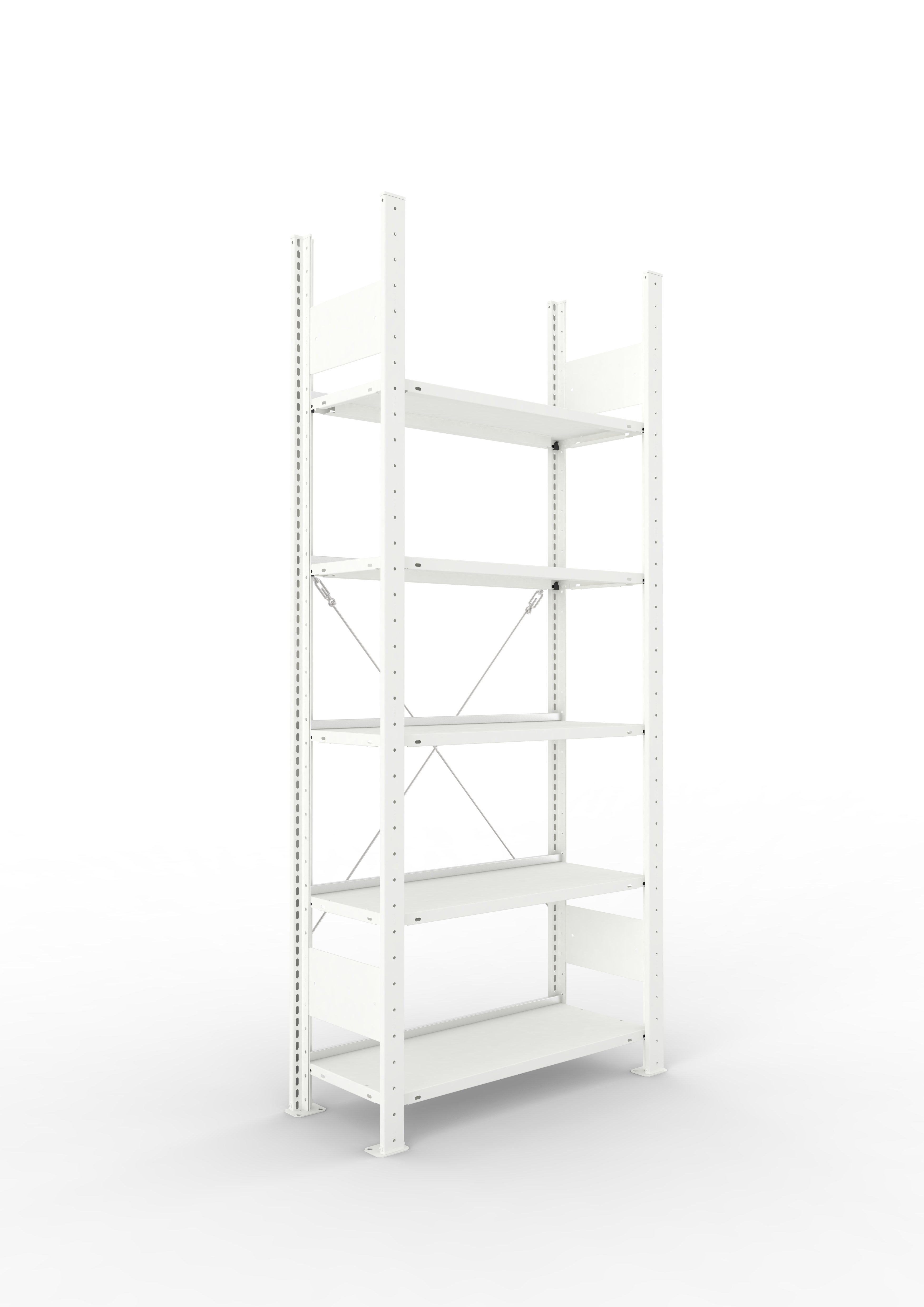 Büro Steck Compact Grundregal RAL 7035 mit 5 Böden ohne Abdeckboden - einseitig - Höhe 1850 mm
