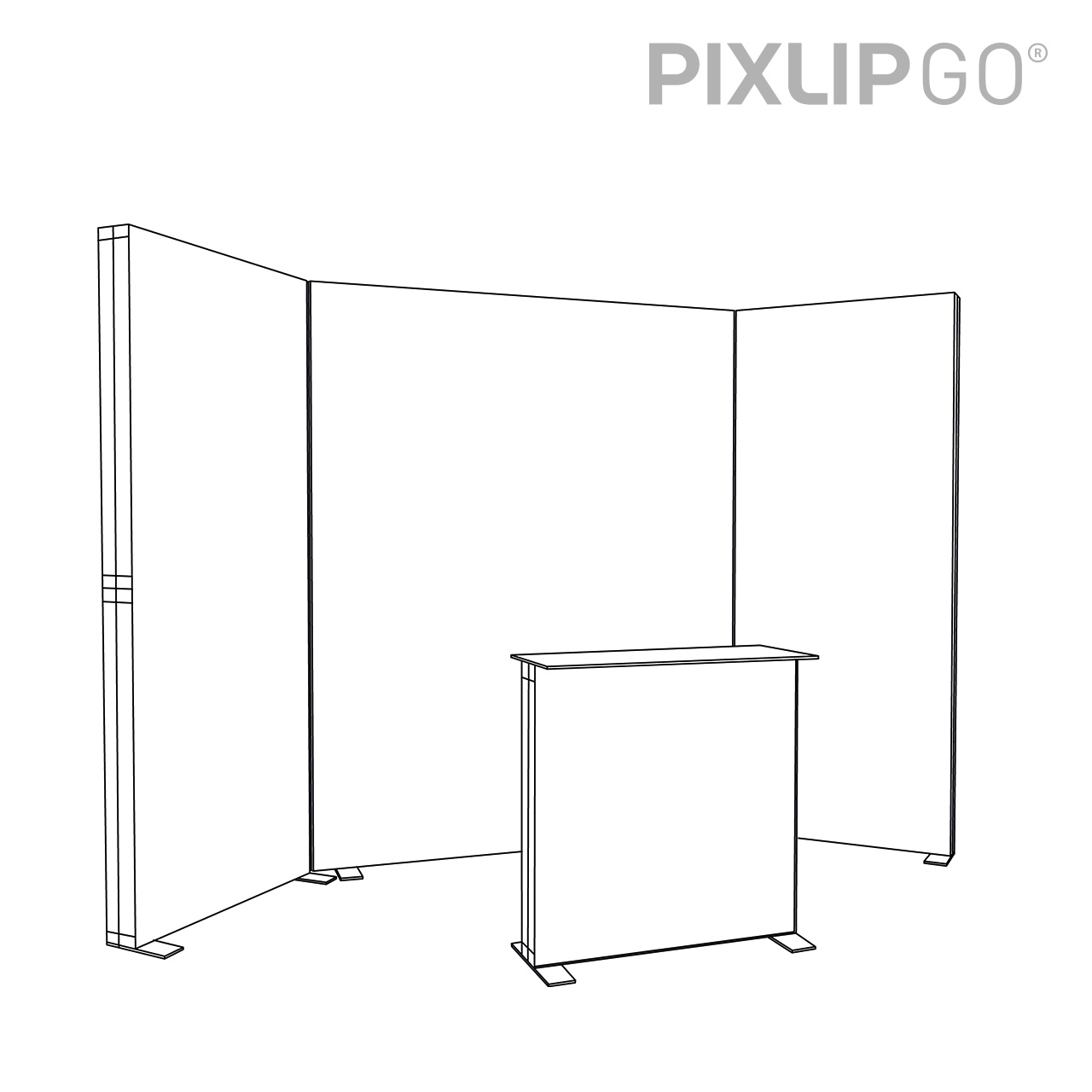 PIXLIP GO Reihen Messestand 2x1m - inkl. LED Counter S Black
