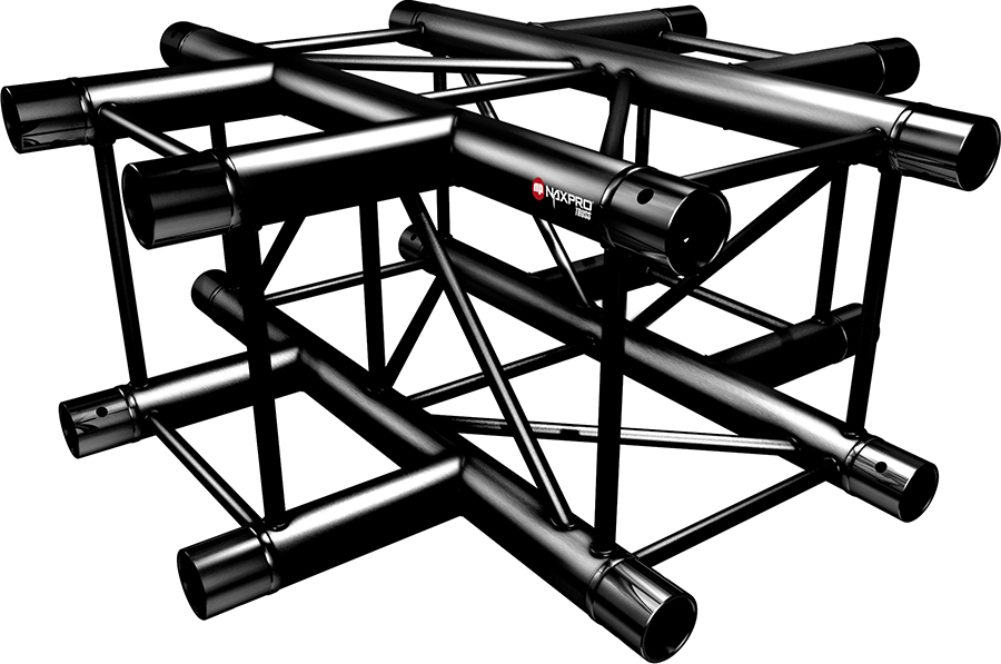 Naxpro-Truss FD 24 C41 90° 4 Weg Winkel RAL9005 - Schwarz - Seidenmatt