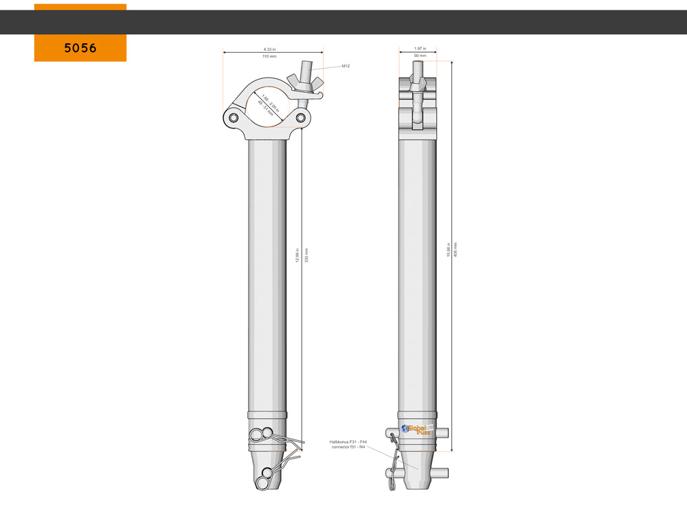 Half Coupler Spacer 48-51/50/500kg 330mm