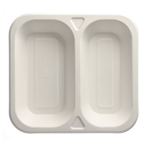 Siegelschalen aus Zuckerrohr 2-geteilt 4,2 x 24,5 x 26,5 cm weiß, VPE= 200 Stück (4x 50)