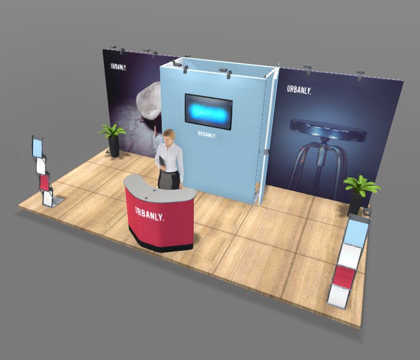 Expand System Kopf Messestand mit Lagerraum 6x3m - Höhe 240cm