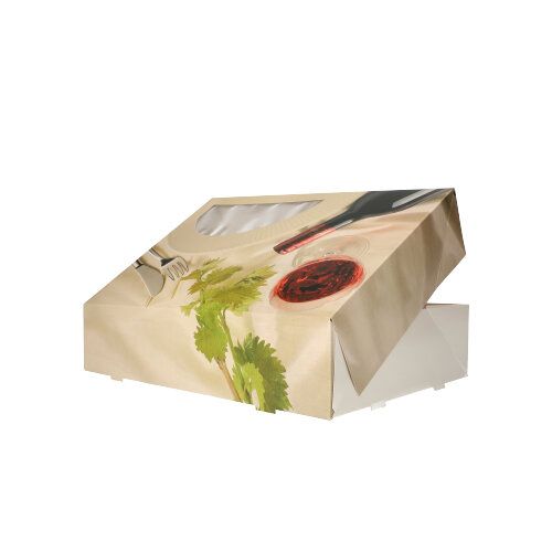 Catering-Kartons 8 x 36 x 25 cm "Burgund" mit PLA-Sichtfenster, einteilig, VPE= 110 Stück (22x 5)