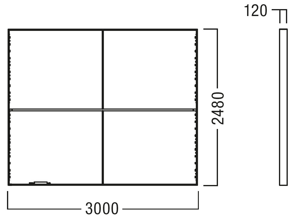 Leuchtwandelement 3000 x 2480 mm ohne Fussplatten
