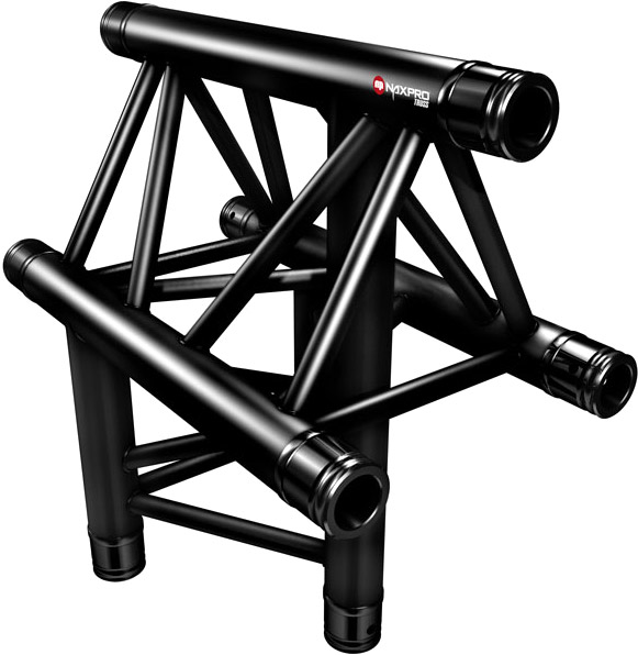 Naxpro-Truss FD 33 C39 90° 3 Weg Winkel RAL9005 - Schwarz - Seidenmatt