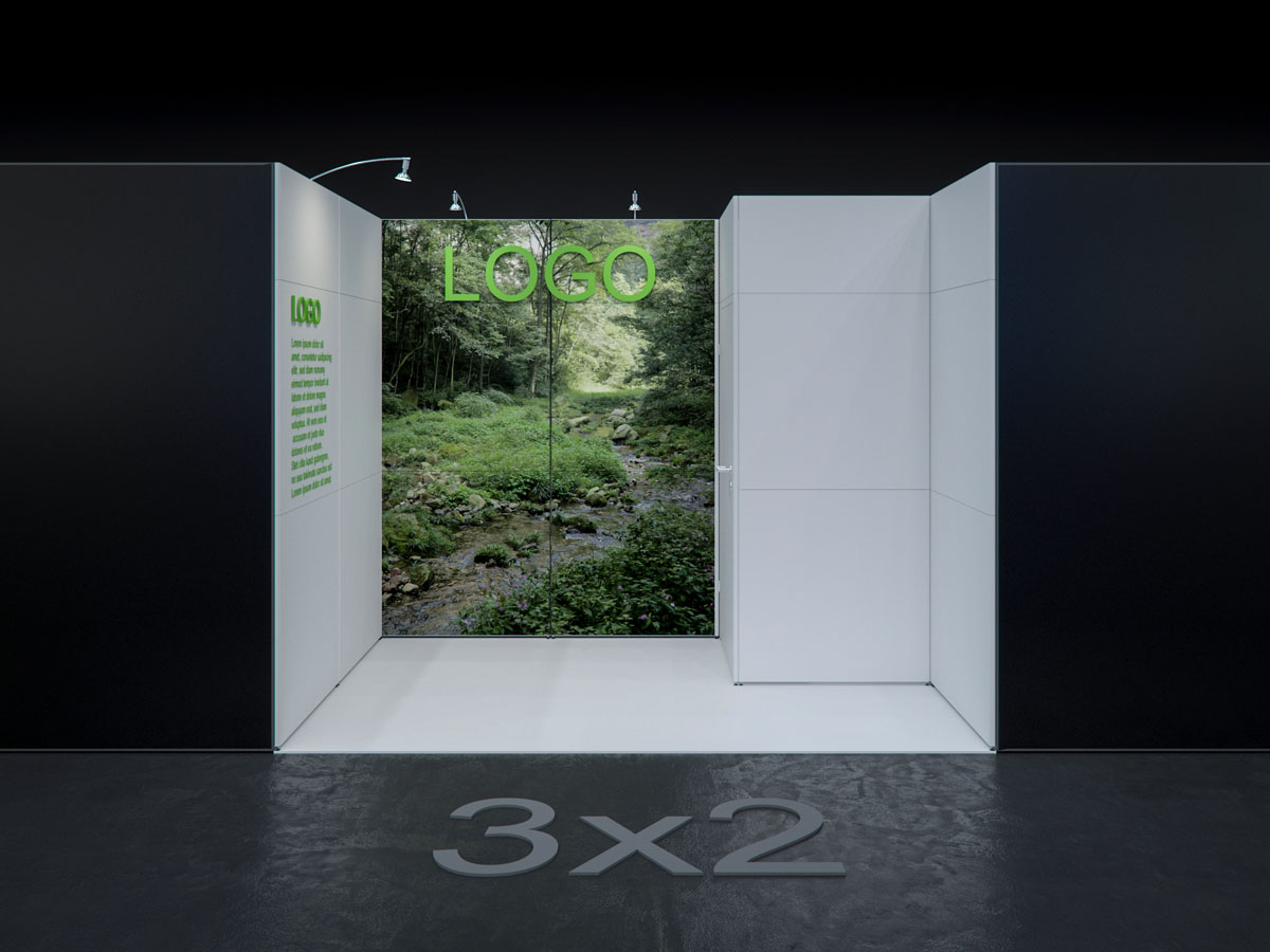 MBA SCENARIO® Displaysystem 2x3m Reihenstand mit Kabine rechts