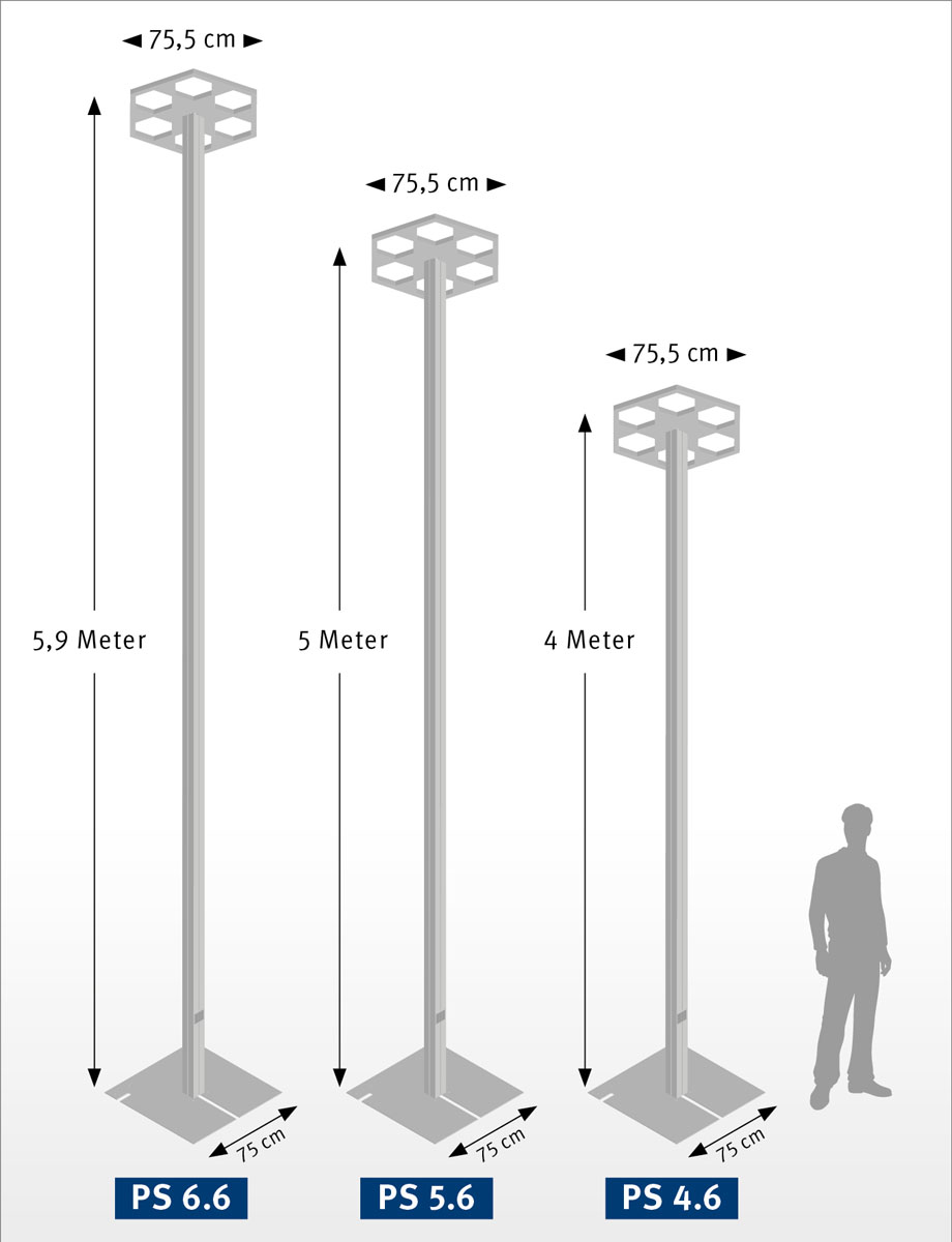 LED Lichtmast freistehend - 600 Watt