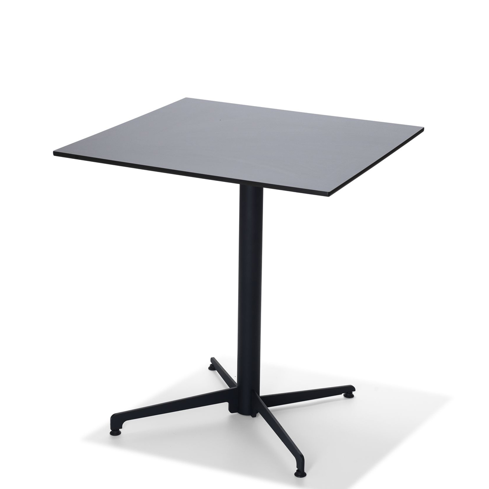 X Cross Tisch niedrig mit HPL Tischplatte 70x70cm - Gestell Schwarz