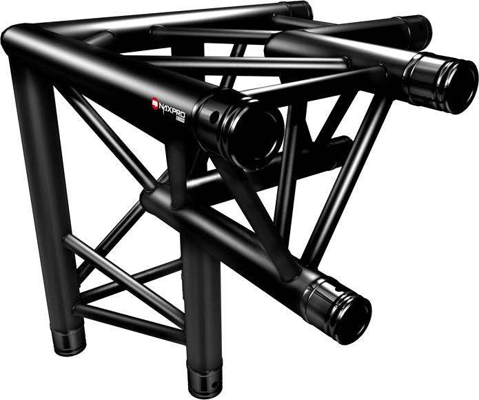 Naxpro-Truss FD 33 C33 90° 3 Weg Winkel RAL9005 - Schwarz - Seidenmatt