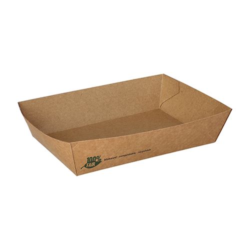 Pommes-Frites-Trays "pure" 13 x 18 cm braun "100% Fair" extra groß, VPE= 640 Stück (8x 80)
