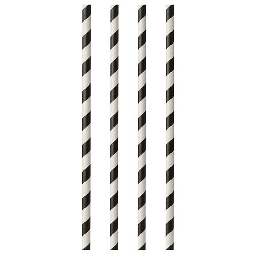 Papierstrohhalme Ø 6 mm x 29 cm schwarz/weiß "Stripes", VPE= 1000 Stück (10x 100)
