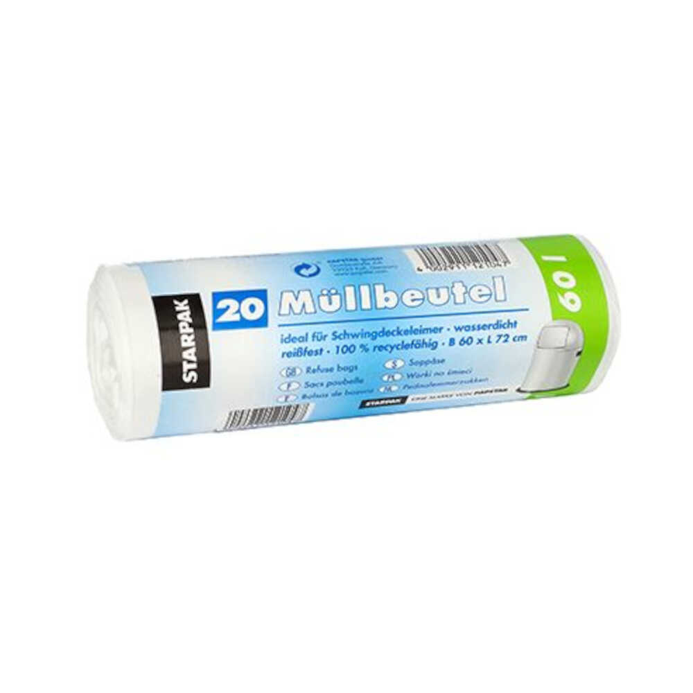 Müllbeutel 60 l, weiß, H 72 x B 60 cm, 1 VPE = 320 Stück (16 x 20)