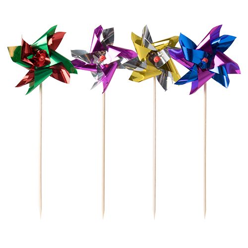 Partypicker 17,5 cm farbig sortiert "Windmühle", VPE= 600 Stück (6x 100)