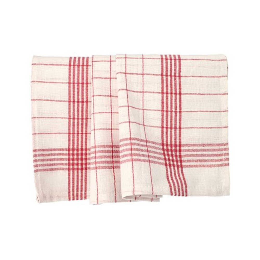Geschirrtücher 70 x 50 cm weiß/rot "Baumwolle", 1 VPE = 100 Stück (10x 10)